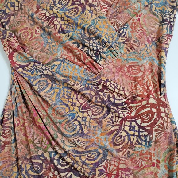 Peruvian Connection Safi Midi Dress S Faux Wrap Long Sleeve Mosaic Print… - Picture 7 of 11